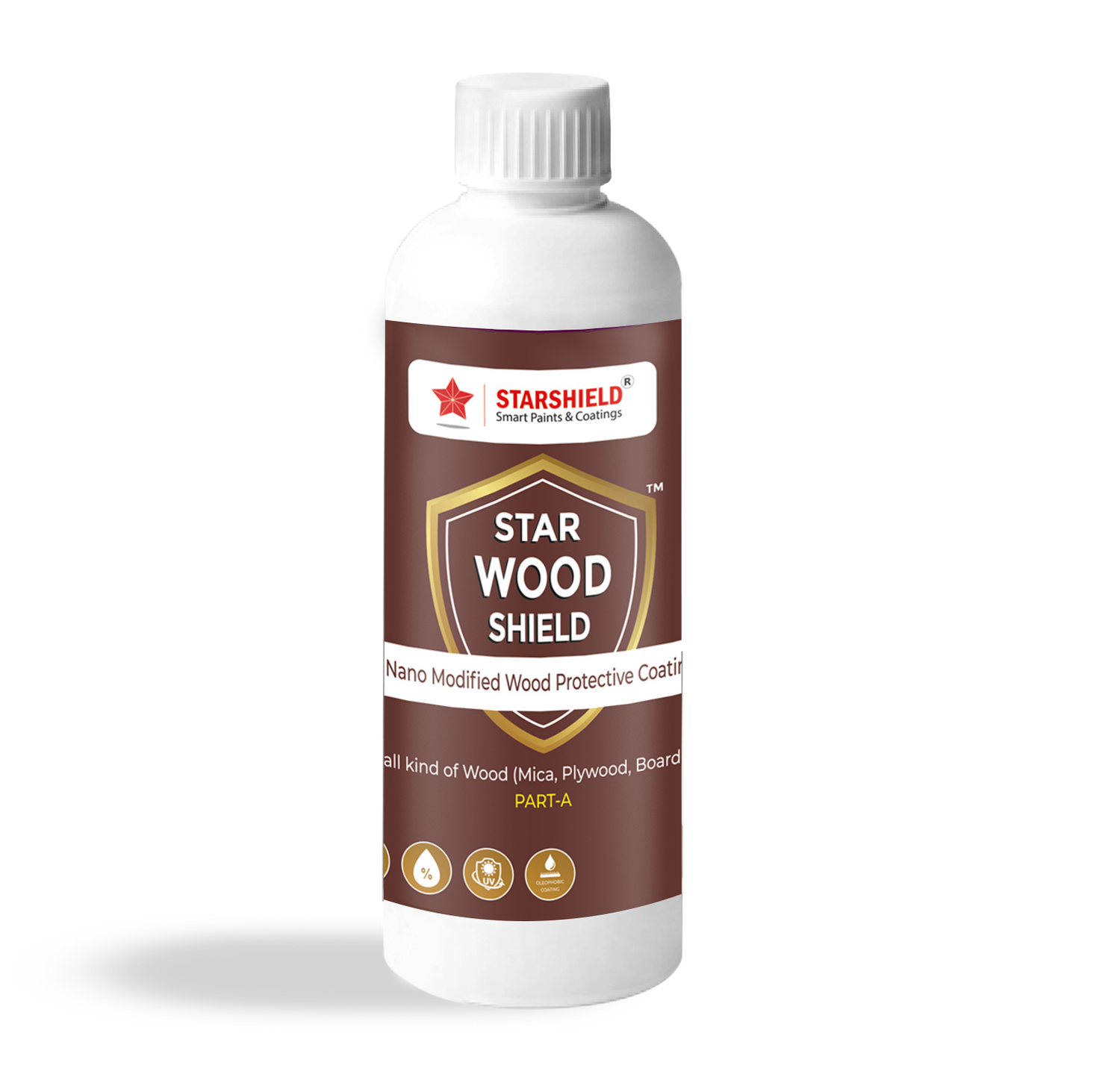 Transform wood surfaces with Star Wood Shield: Long-lasting durability, glossy finish.